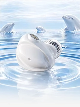 White TRN Baiji earphone with dolphins