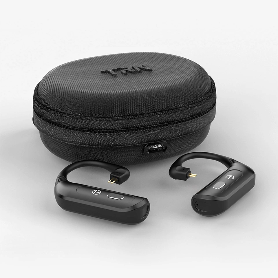 TRN BT20XS next to closed charging case