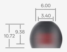 TRN Caravel black-red translucent silicone ear tips dimensions