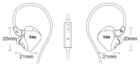 TRN H2 earphone size