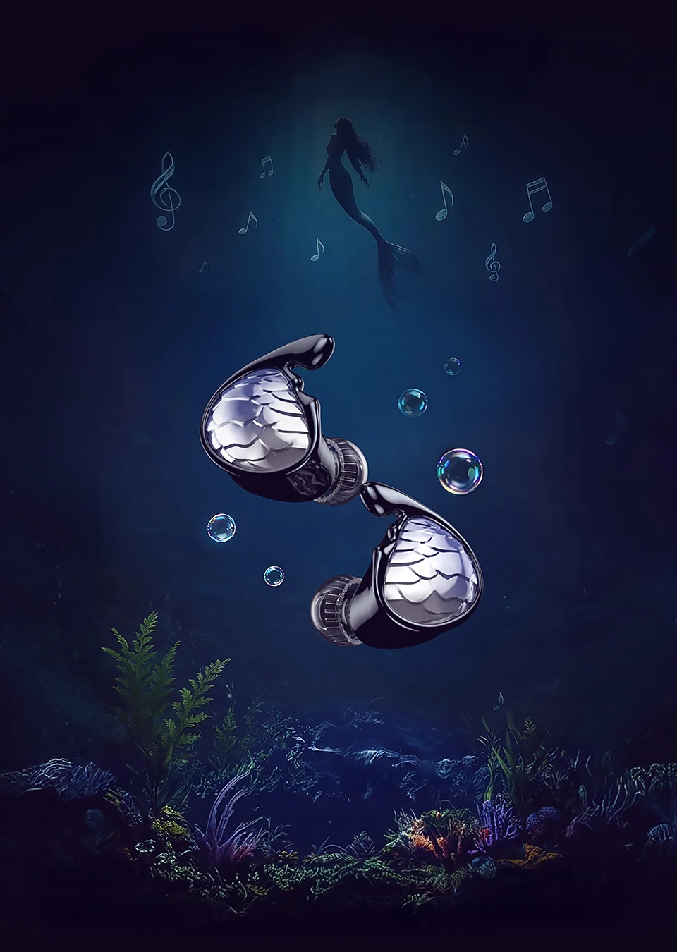 TRN Mermaid earphones underwater