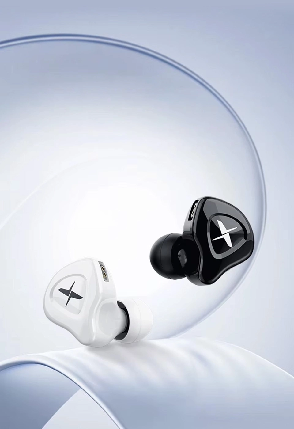 Black and white TRN MTX IEMs