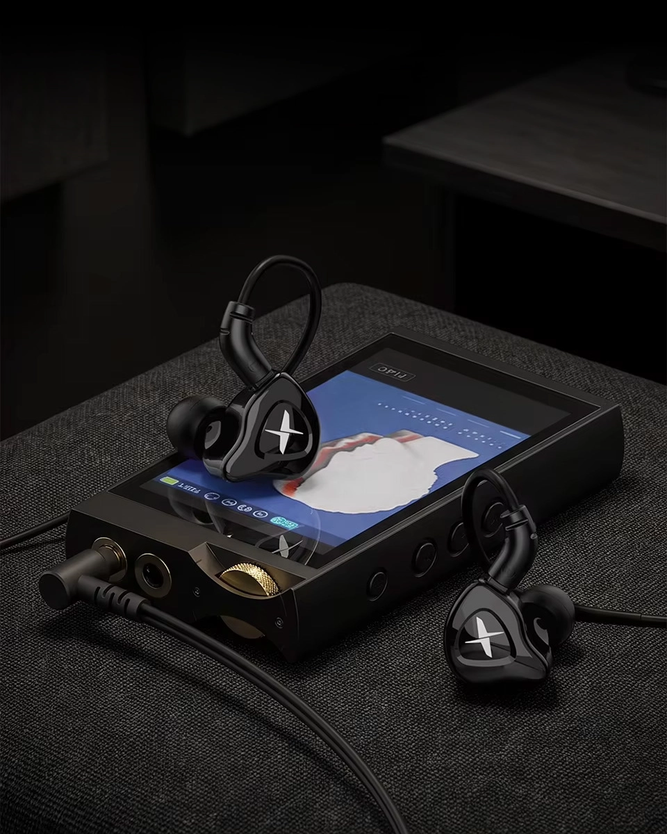 TRN MTX IEMs connected to digital audio player