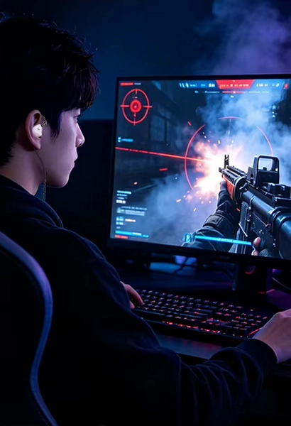 Gamer wearing TRN MTX IEMs