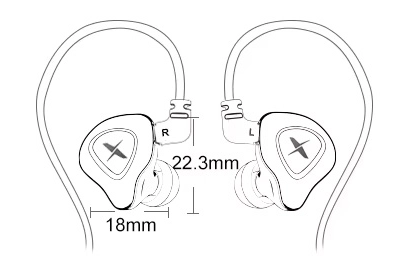 TRN MTX earphone dimensions diagram
