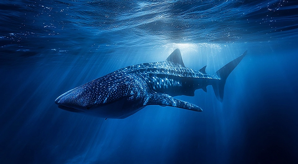 Whale shark swimming underwater