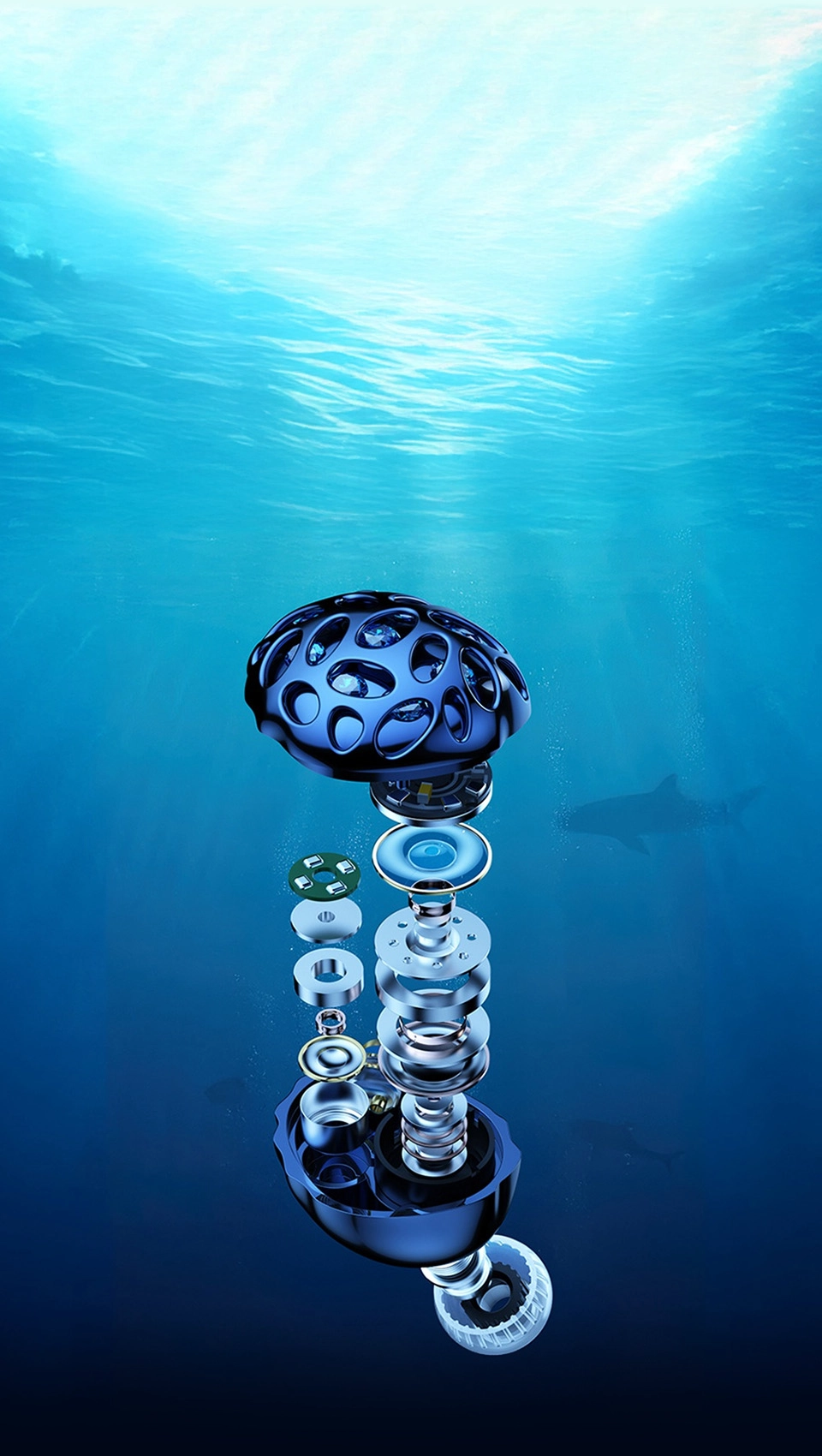 Exploded view of TRN Whale Shark earphone components