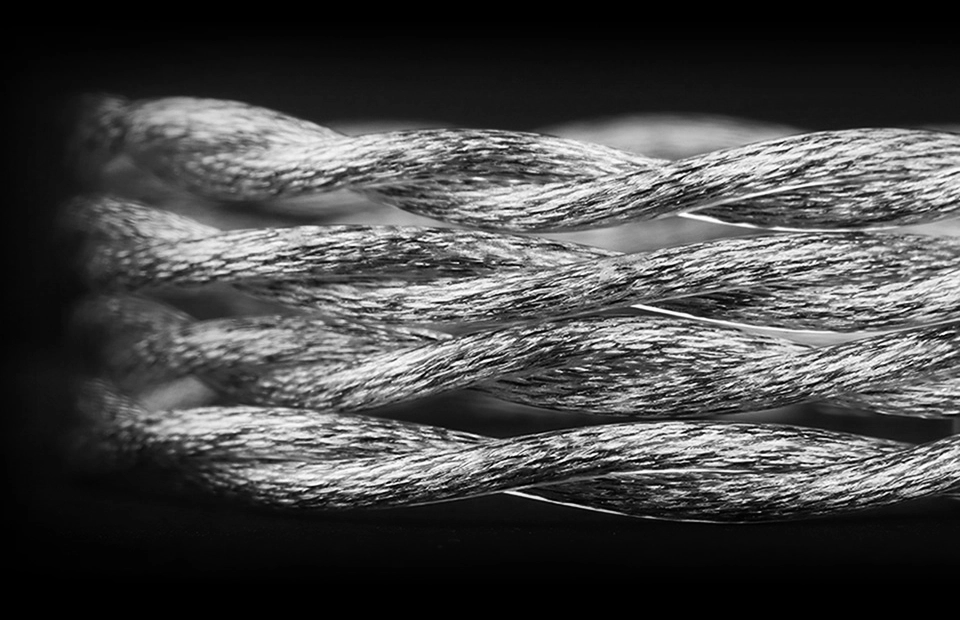 Close-up of braided cable for TRN Whale Shark earphones